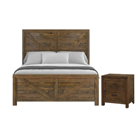 Weathered Oak Queen Bed with Solid Wood Standard Bedroom Set – Timeless, Durable, and Stylish