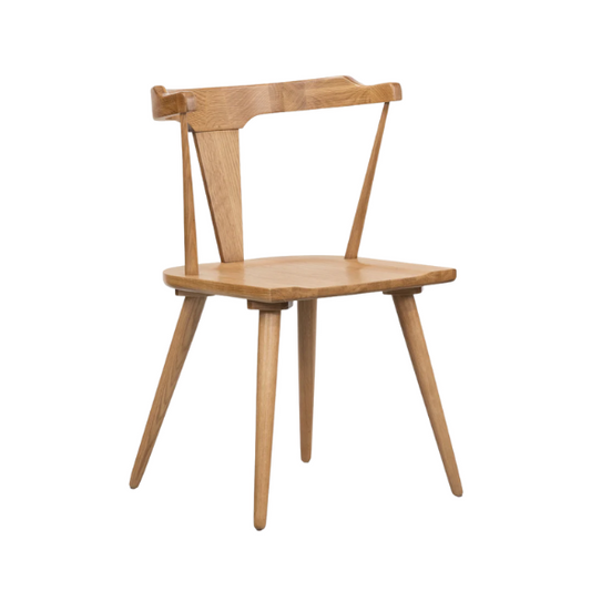 Solid Oak Dining Chair – Mid-Century Modern Splat Back, Tapered Legs, Non-Scratch Feet & Easy Assembly