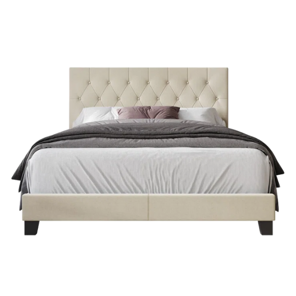 Elegant Upholstered King Size Bed with Button Tufted Headboard – A Perfect Blend of Comfort and Style for Any Bedroom