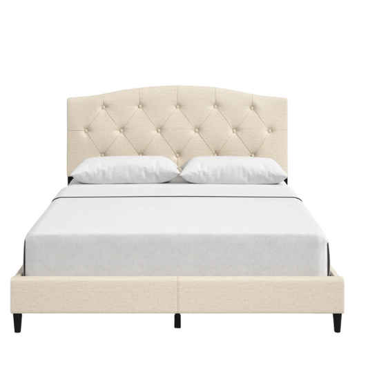 Modern Button-Tufted Queen Size Upholstered Platform Bed with Sleek Design