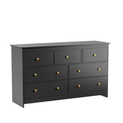 Classic & Modern 7-Drawer Dresser with Matte Wood Finish and Elegant Metal Knobs