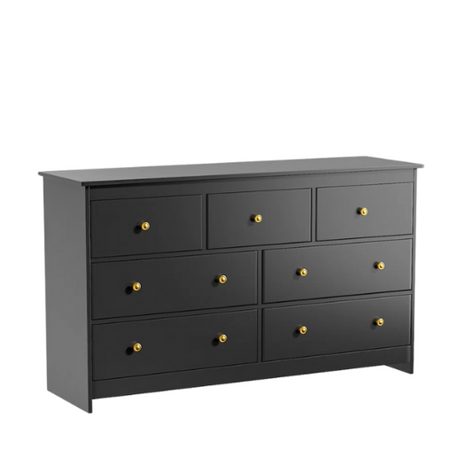 Classic & Modern 7-Drawer Dresser with Matte Wood Finish and Elegant Metal Knobs
