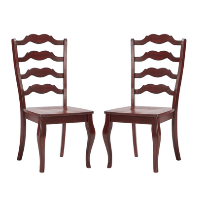 Rustic Ladder Back Solid Wood Dining Chairs (Set of 2) – Farmhouse Style Kitchen or Dining Room Seating