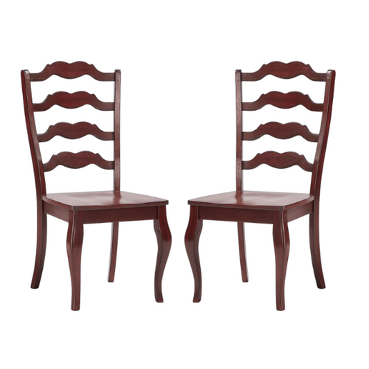 Rustic Ladder Back Solid Wood Dining Chairs (Set of 2) – Farmhouse Style Kitchen or Dining Room Seating