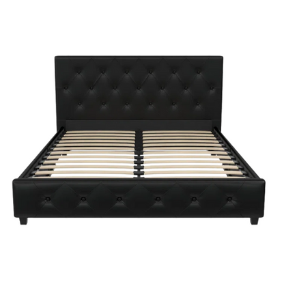 Luxurious Faux Leather Platform Bed – Full Double Size with Sleek Modern Design