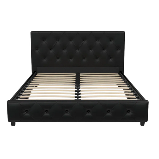 Luxurious Faux Leather Platform Bed – Full Double Size with Sleek Modern Design