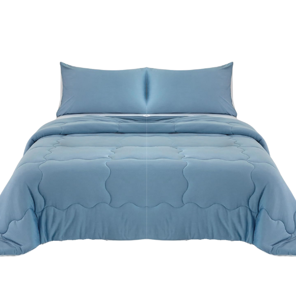 Reversible Ultra-Soft Comforter Set, Jersey Knit Milk Cup Breathable Fluffy Light Weight Bedding Down Alternative & Pillowcase