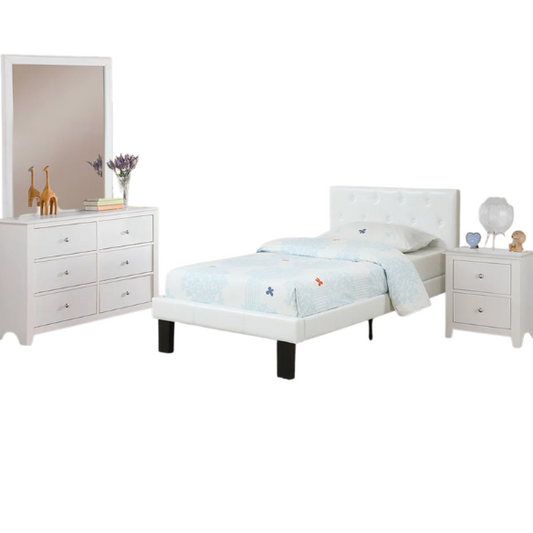 Stylish 4-Piece White Twin Bedroom Set – Complete Bedroom Furniture Collection