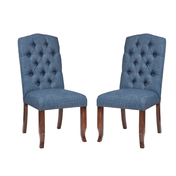 Elegant Farmhouse Tufted Fabric Dining Chairs – Set of 2, Button-Tufted Luxury