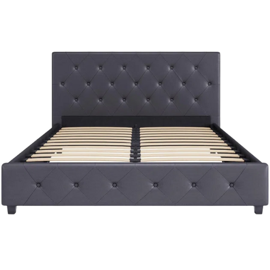 Luxurious Faux Leather Platform Bed – Full Double Size with Sleek Modern Design