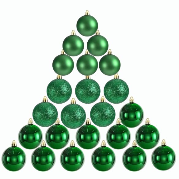Dark Green Christmas Ball Ornaments – 24-Piece Set, Shatterproof Holiday Decorations (Available in 3 cm, 4 cm, and 6 cm)