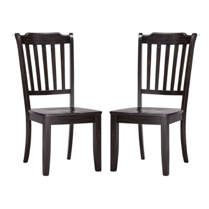 Slat-Back Solid Wood Dining Chairs – Set of 2 Farmhouse Kitchen or Dining Room Chairs