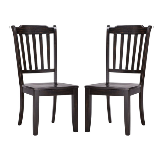 Slat-Back Solid Wood Dining Chairs – Set of 2 Farmhouse Kitchen or Dining Room Chairs