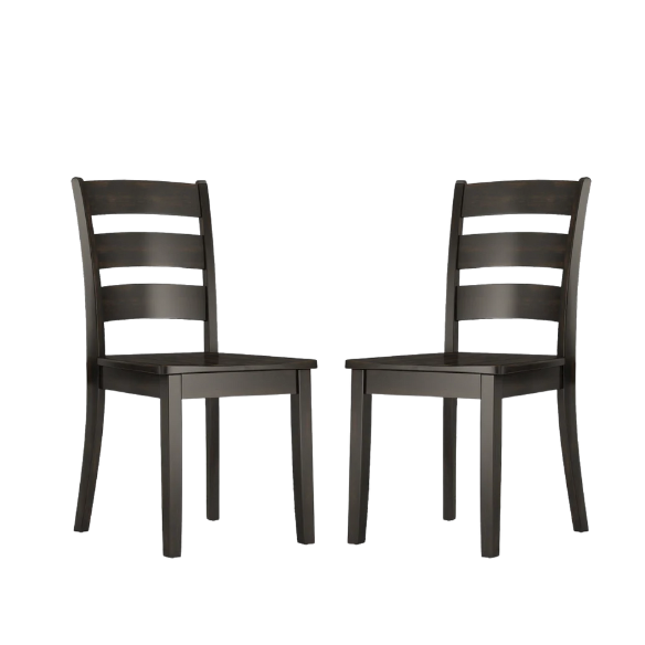 Farmhouse Ladder Back Dining Chairs – Set of 2 | Solid Wood, Distressed Finish