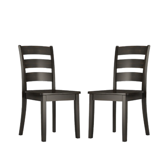 Farmhouse Ladder Back Dining Chairs – Set of 2 | Solid Wood, Distressed Finish