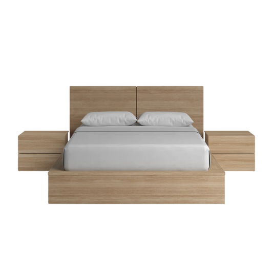 Elegant 3-Piece Wood Bedroom Set – Full Double Size Bed with Stylish Headboard and 2 Matching Nightstands