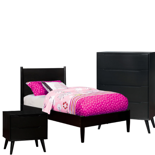 Chic Black 3-Piece Bedroom Set: Timeless Style for Modern Living
