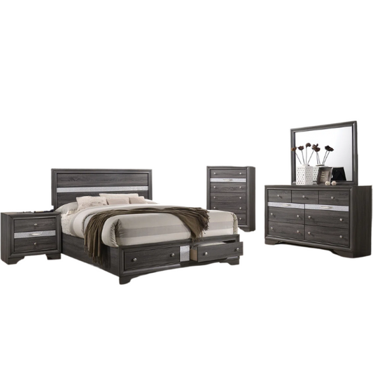 Minimalist Elegance Platform 5-Piece Queen Bedroom Set – Stylish, Cozy, and Tastefully Adorned
