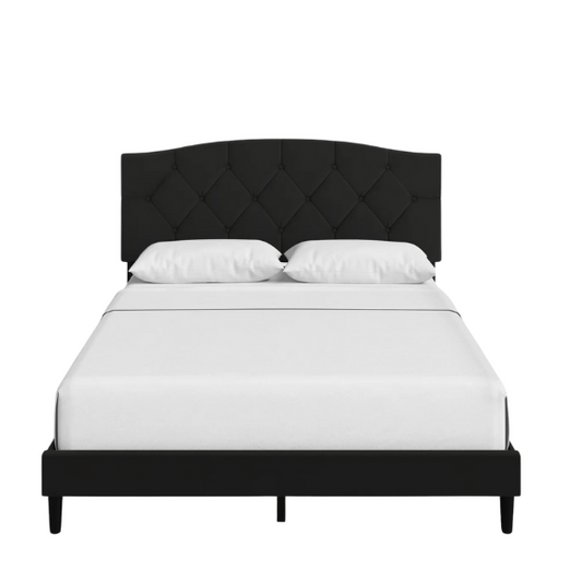 Modern Button-Tufted Queen Size Upholstered Platform Bed with Sleek Design