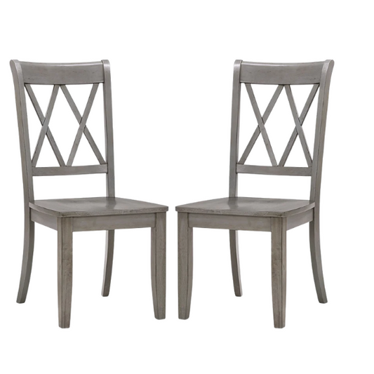 Farmhouse X-Back Solid Wood Dining Chairs (Set of 2) – Rustic Kitchen or Dining Room Seating
