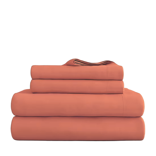 Terracotta Deep Pocket Microfiber Sheet Set – 4-Piece Soft, Wrinkle-Free Bedding with Pillowcases