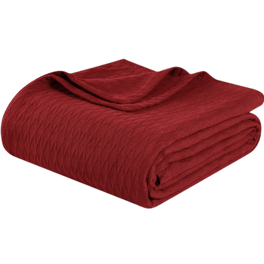 Burgundy Weave Cotton Blanket – Elegant, Soft & Breathable All-Season Comfort