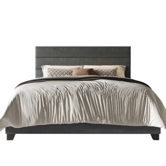 Modern King Size Upholstered Bed with Horizontal Channel Tufted Headboard – Simple, Sophisticated Design for a Contemporary Bedroom