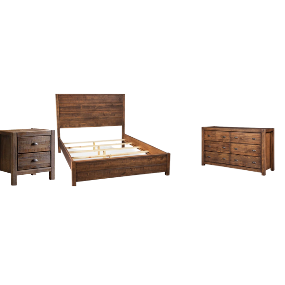 Rustic Solid Wood 3-Piece Full Double Size Bedroom Set – Timeless Charm with Durable Craftsmanship and Warm, Natural Finish