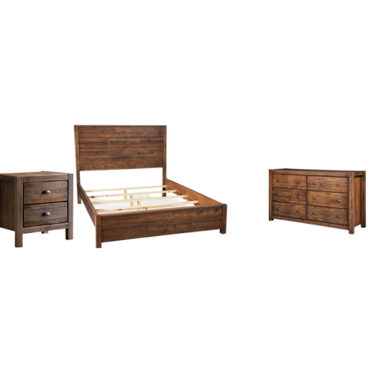 Rustic Solid Wood 3-Piece Full Double Size Bedroom Set – Timeless Charm with Durable Craftsmanship and Warm, Natural Finish