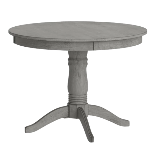 Round Pedestal Base Dining Table – Vintage Farmhouse Style with Distressed Finishes, Compact Design for Small Spaces, Timeless Classic Elegance