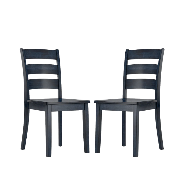 Farmhouse Ladder Back Dining Chairs – Set of 2 | Solid Wood, Distressed Finish