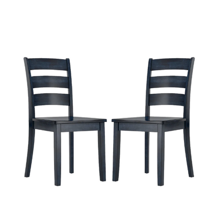 Farmhouse Ladder Back Dining Chairs – Set of 2 | Solid Wood, Distressed Finish