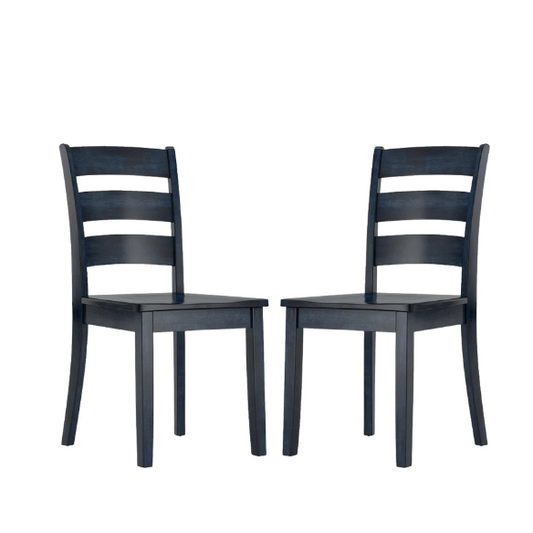 Farmhouse Ladder Back Dining Chairs – Set of 2 | Solid Wood, Distressed Finish