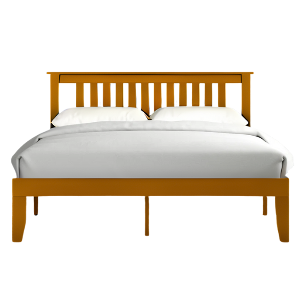 Durable Solid Wood Slat Bed – Full/Double Size with Timeless Design and Sturdy Construction