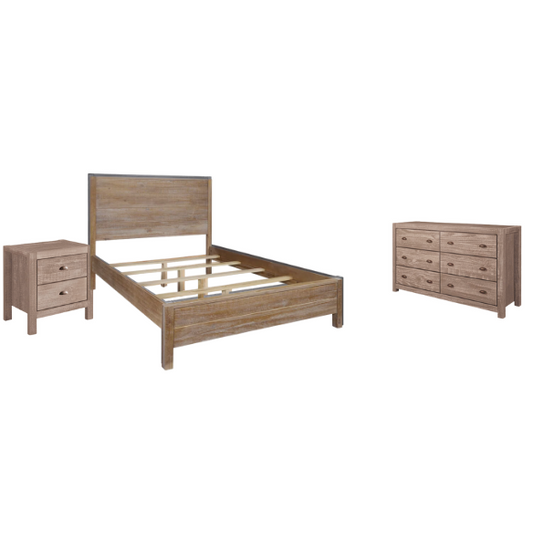 Rustic Solid Wood 3-Piece Full Double Size Bedroom Set – Timeless Charm with Durable Craftsmanship and Warm, Natural Finish