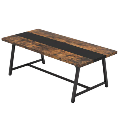 70.87-Inch Rectangular Dining Table for 8 – Sturdy Wood Kitchen Table with Industrial Metal Frame, Versatile Use for Dining, Office, or Events