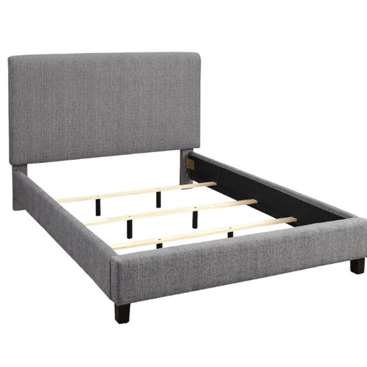 Solid Colored Linen Upholstered Queen Size Standard Bed