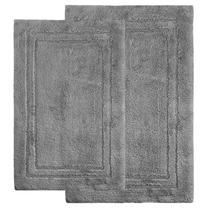Grey Cotton 2-Piece Bath Rug Set – Plush, Non-Slip, Highly Absorbent Rugs (20" x 30" & 24" x 36")