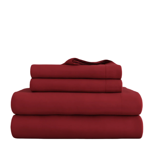 Burgundy Deep Pocket Microfiber Sheet Set – 4-Piece Soft, Wrinkle-Free Bedding with Pillowcases