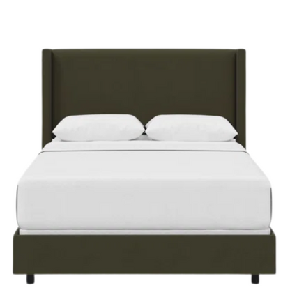 Cozy and Sleek Modern Queen Size Upholstered Wingback Bed