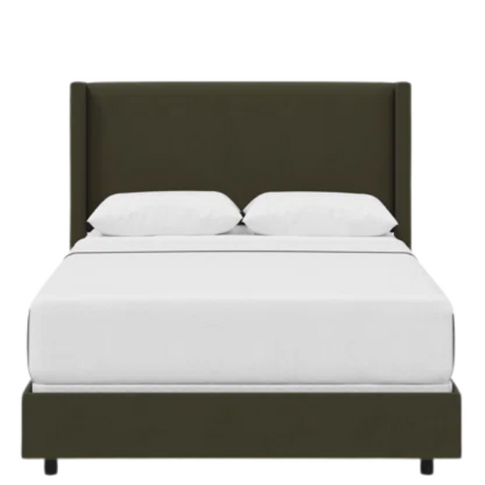 Cozy and Sleek Modern Queen Size Upholstered Wingback Bed