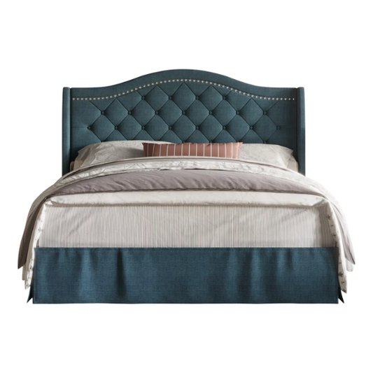 Elegant Upholstered Wingback Bed – Full/Double Size with Soft Polyester Fabric & Classic, Sophisticated Design