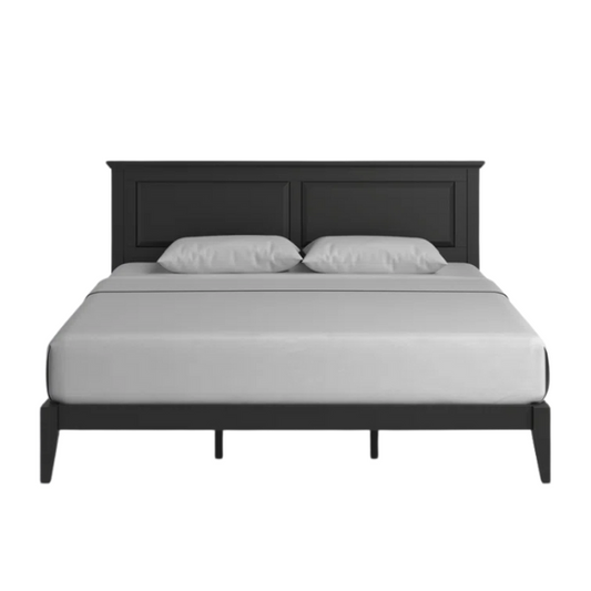 King Size Solid Oak Platform Storage Bed with Inset Panel Headboard, Molding Detail, and Slat System