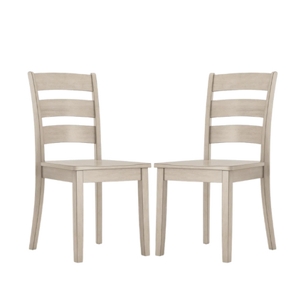 Farmhouse Ladder Back Dining Chairs – Set of 2 | Solid Wood, Distressed Finish