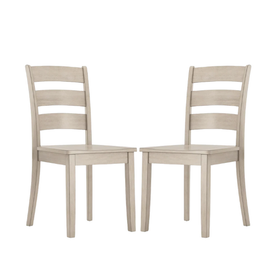 Farmhouse Ladder Back Dining Chairs – Set of 2 | Solid Wood, Distressed Finish