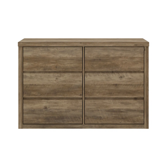 Modern 46.46'' 6-Drawer Double Dresser with Hidden Handles and Wood Grain Finish