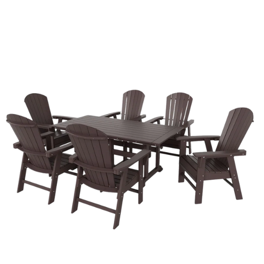 7-Piece Eco-Friendly All-Weather Outdoor Dining Set with Armchairs – Comfortable, Stylish, and Durable for Your Patio or Backyard