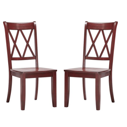 Farmhouse X-Back Solid Wood Dining Chairs (Set of 2) – Rustic Kitchen or Dining Room Seating