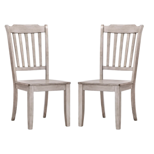 Slat-Back Solid Wood Dining Chairs – Set of 2 Farmhouse Kitchen or Dining Room Chairs