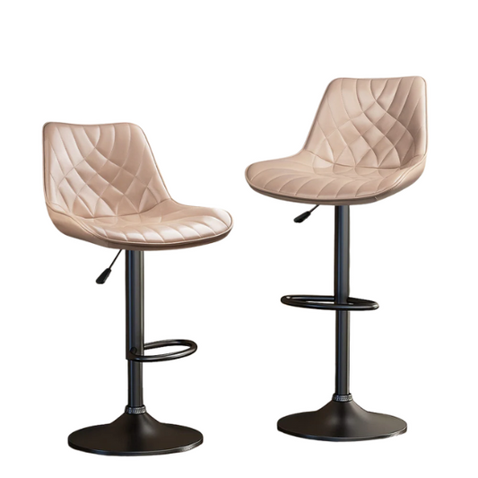 Set of 2 Adjustable Height Swivel Bar Stools with Back – Mid-Century Modern Design, Polished Chrome Base, Ergonomic Imitation Leather Seat, 360° Rotation for Kitchen Island or Bar